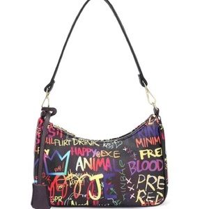 Graffiti shoulder/cross body gold chain purse